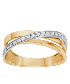 pierścionek z żółtego i białego złota z diamentami