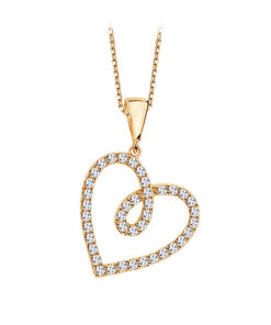 Złoty wisiorek serce z cyrkoniami 333