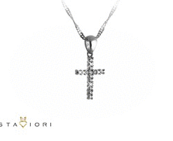 Alternative view of wisiorek krzyżyk z brylantami białe złoto 585