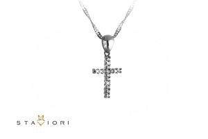 wisiorek krzyżyk z brylantami białe złoto 585 - Obrázek 2