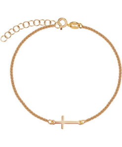 Srebrna pozłacana bransoleta z krzyżykiem - BSC6597Y