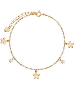 bransoletka pozłacana z kwiatuszkami i cyrkoniami