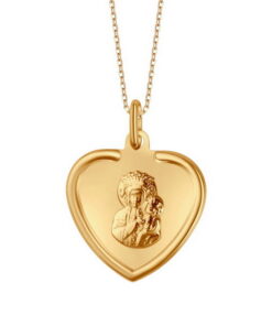 Złoty medalik serce Matka Boska Częstochowska 333