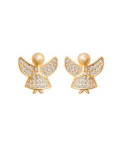 Srebrne pozłacane kolczyki aniołki z cyrkoniami - KDK6620Y