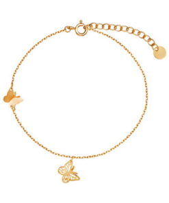 Srebrna pozłacane bransoletka z motylkami - BSC6634Y