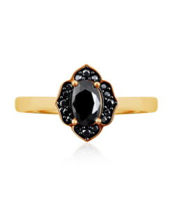 Złoty pierścionek z czarnymi cyrkoniami PXC20343