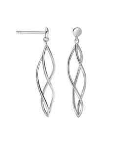 Srebrne kolczyki wiszące zakręcone - KDK53713