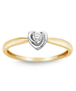 Pierścionek zaręczynowy z diamentem w kształcie serca