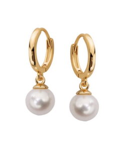 Srebrne pozłacane kolczyki szarnir z perłami