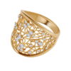Złoty piękny ażurowy pierścionek z cyrkoniami