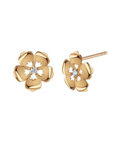 złote kolczyki kwiaty z cyrkonią, złoto 333