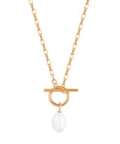 Srebrny pozłacany naszyjnik z naturalną perłą