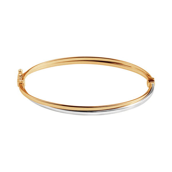 Dwukolorowa złota bransoletka bangle 585