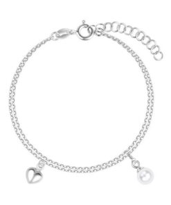 Delikatna bransoletka z perłą i sercem - BSN6668