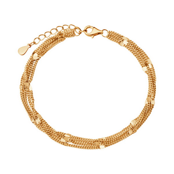 Srebrna pozłacana bransoletka z 4 łańcuszków - BSC6681