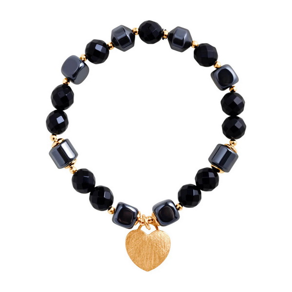 Srebrna pozłacana bransoletka z hermatytem - BSC6683