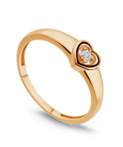 Pierścionek zaręczynowy serce żółte złoto 585 z diamentem