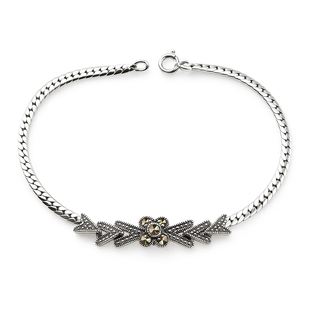 Srebrna bransoletka z markazytami - BDM3237