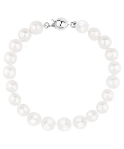 Bransoletka srebrna z perłami 8mm - BSN3453