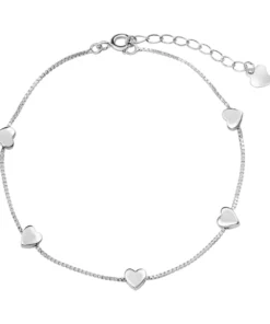 Srebrna regulowana bransoletka z serduszkami - BSC5823