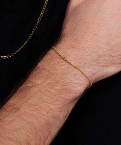 Alternatywny widok Srebrna pozłacana bransoleta z krzyżykiem - BSC6597Y