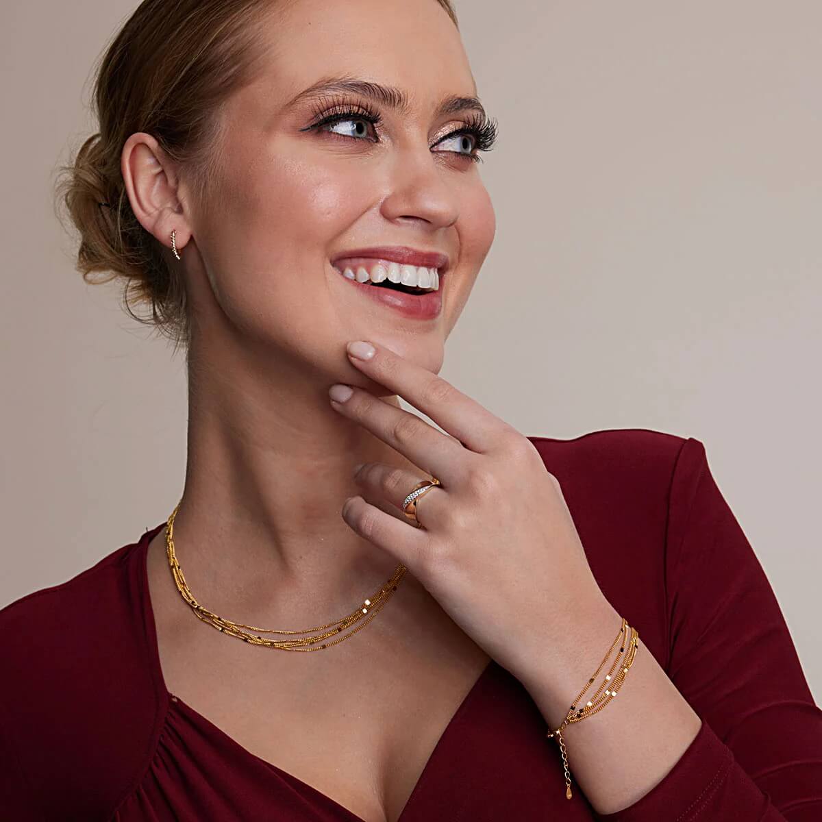 Srebrna pozłacana bransoletka z 4 łańcuszków - BSC6681 - Image 3