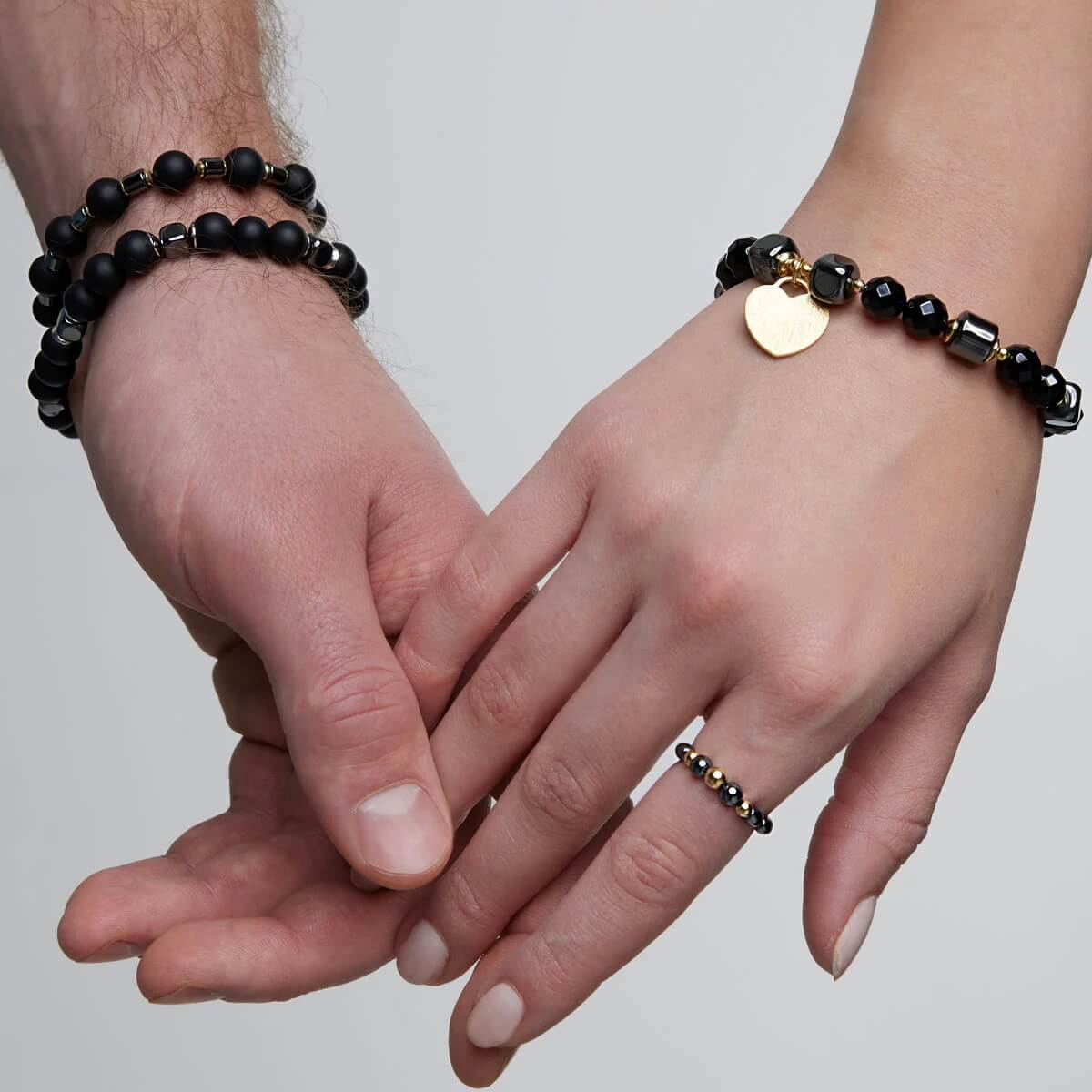 Srebrna pozłacana bransoletka z hermatytem - BSC6683 - Image 4