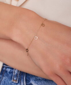 Alternatywny widok Złota delikatna bransoletka z serduszkami - 333 - BXX6393