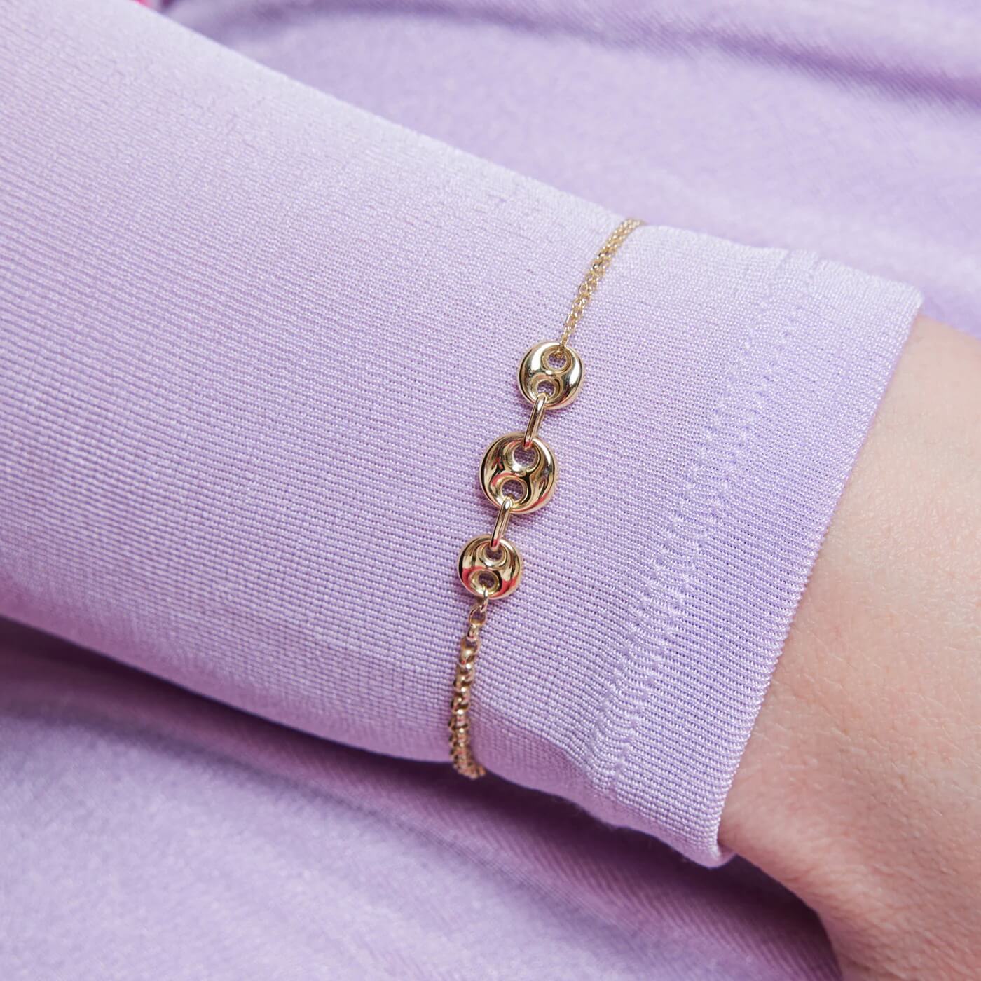 Złota bransoletka z ozdobnymi ogniwami próby 333 - Obrázek 4