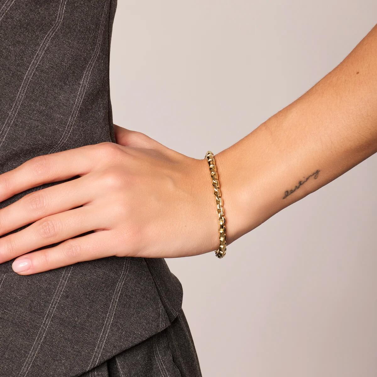 Złota bransoletka łańcuchowa unisex - 333 - BXX6691 - obrazek 4