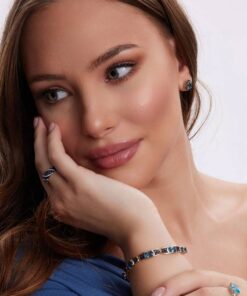 Alternatywny widok Złota bransoleta z topazami, szafirami i diamentami 585