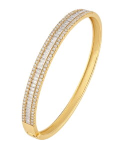 Exclusive | Sztywna bransoletka z bagietami i brylantami - DDB0154