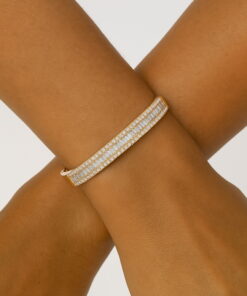 Alternativní pohled na Exclusive | Sztywna bransoletka z bagietami i brylantami - DDB0154