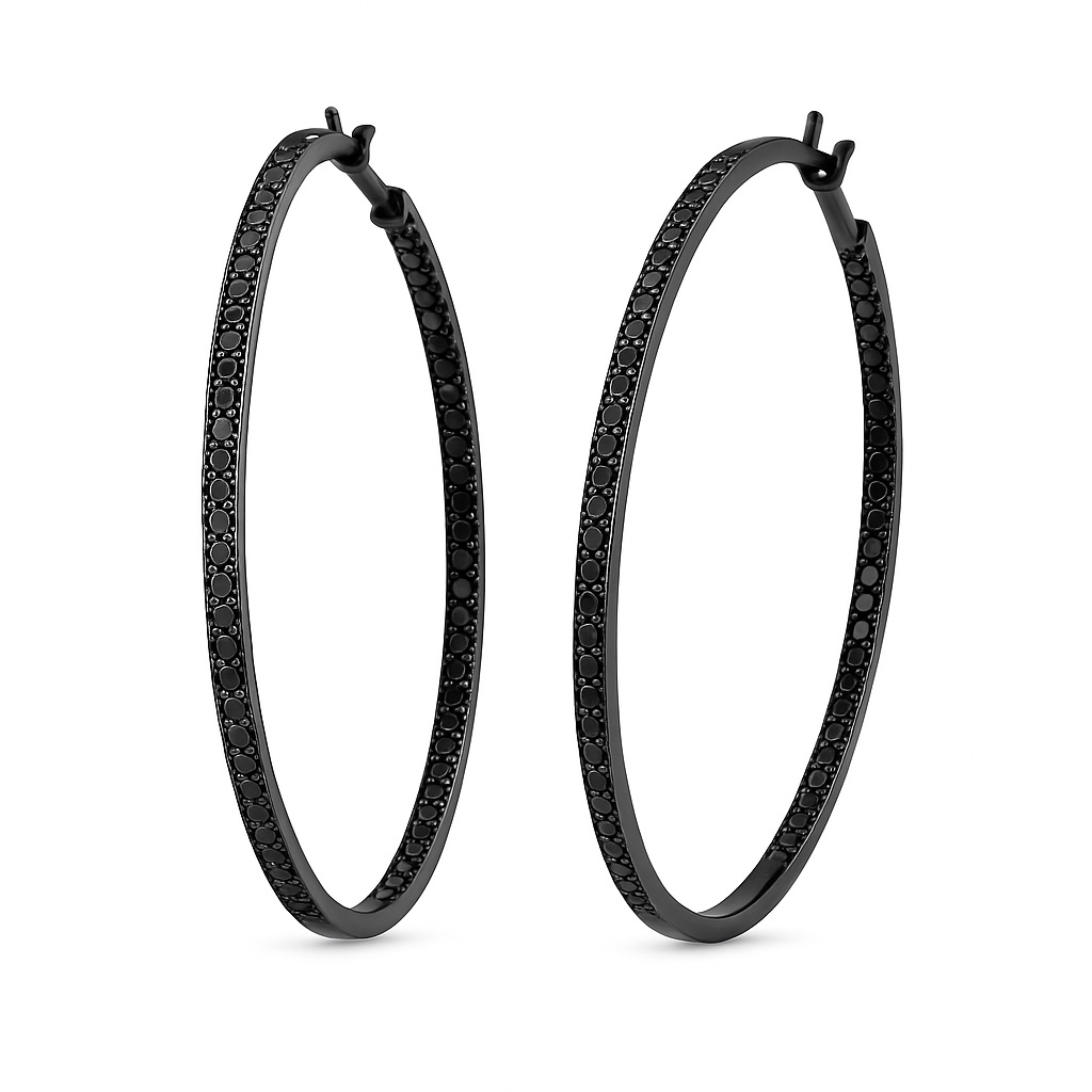 Exclusive | kolczyki koła z czarnego złota z czarnymi diamentami