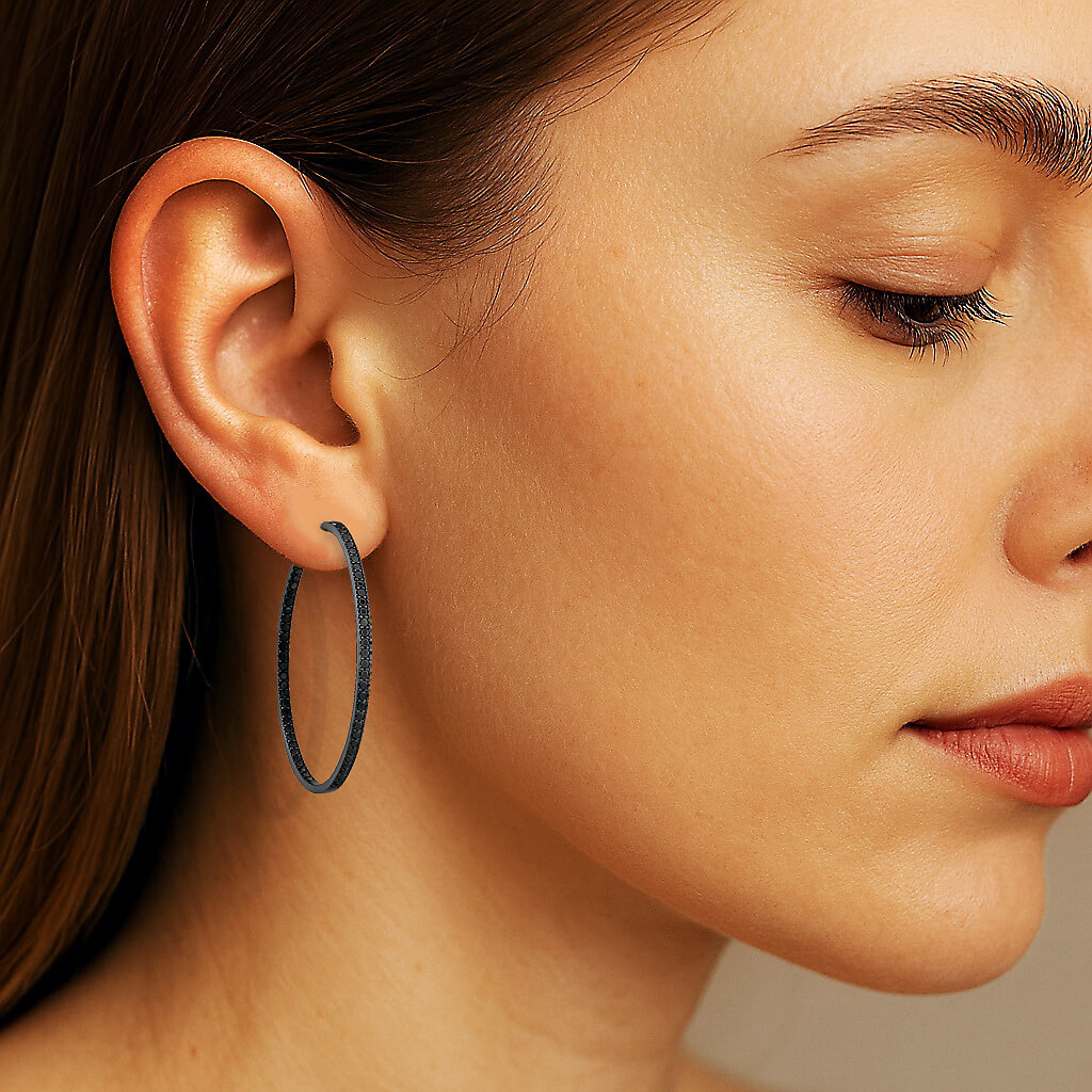 Exclusive | kolczyki koła z czarnego złota z czarnymi diamentami - obrazek 2