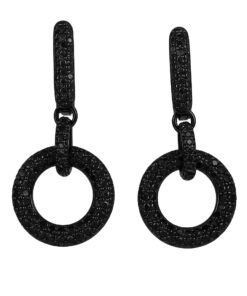 Exclusive | wiszące kolczyki z czarnego złota z czarnymi diamentami