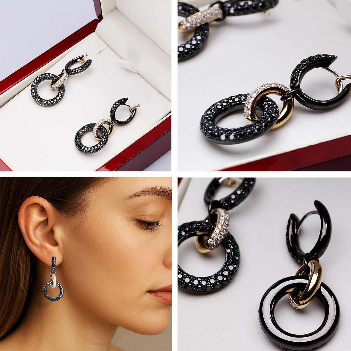 Exclusive | kolczyki z czarnego i żółtego złota z diamentami - obrazek 11