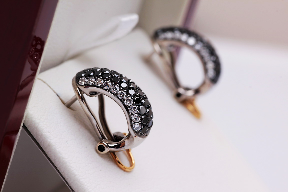 Exclusive | kolczyki z białego złota z czarnymi diamentami - Obrázek 8