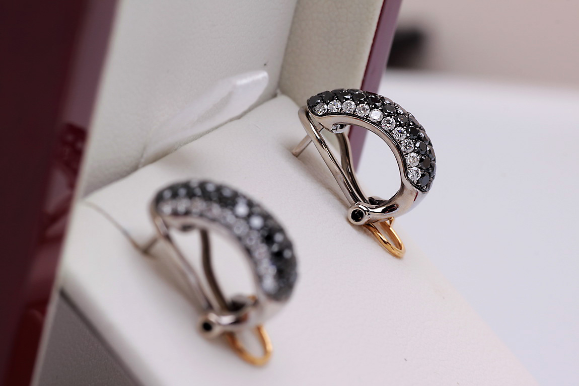 Exclusive | kolczyki z białego złota z czarnymi diamentami - Obrázek 9