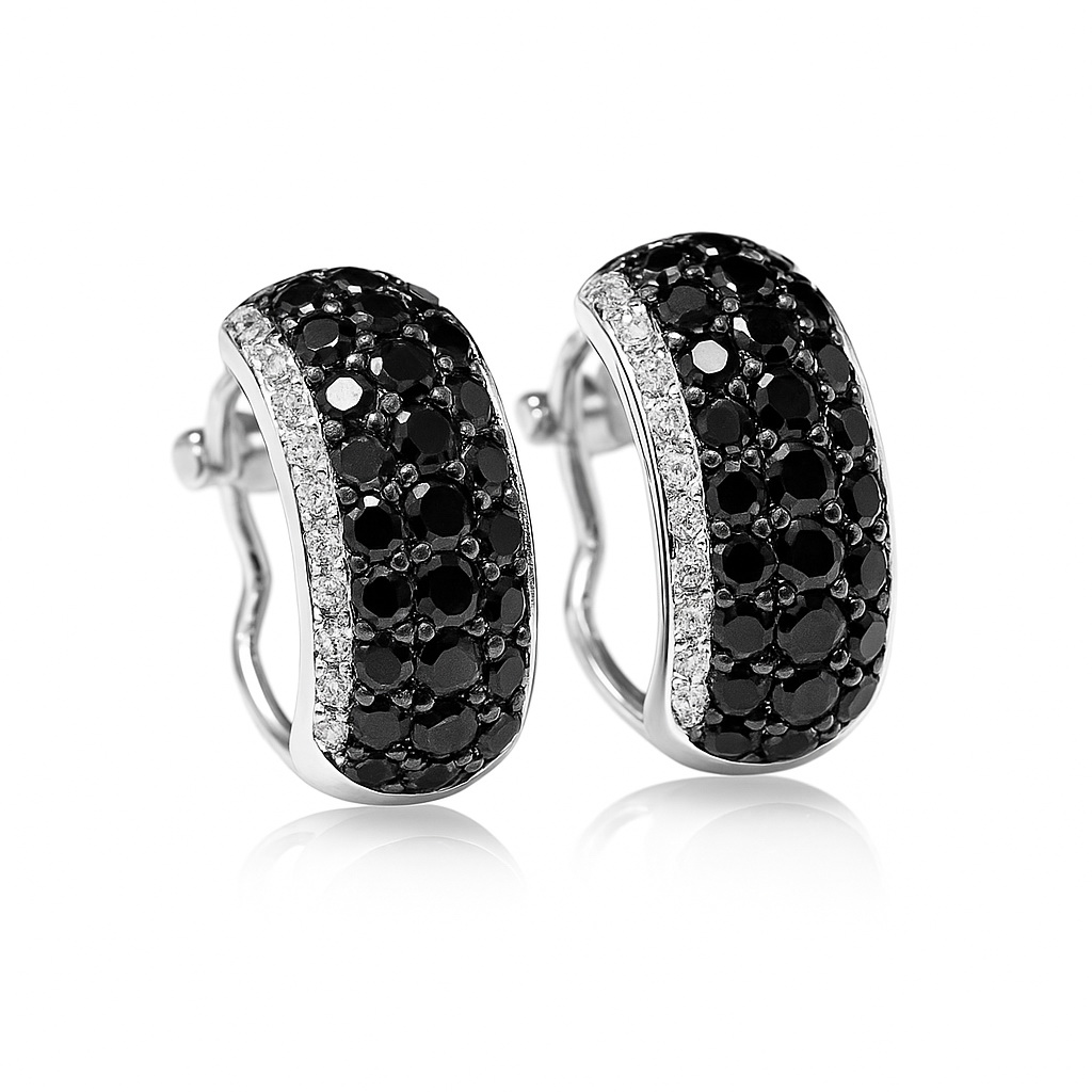 Exclusive | kolczyki z białego złota z czarnymi diamentami