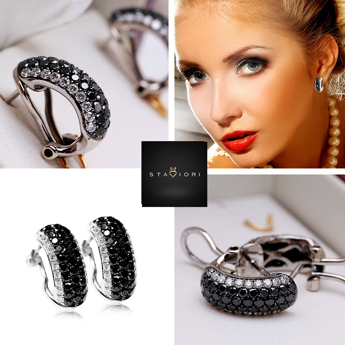 Exclusive | kolczyki z białego złota z czarnymi diamentami - Obrázek 13