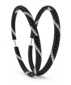 Exclusive | duże kolczyki koła z czarnymi i białymi diamentami