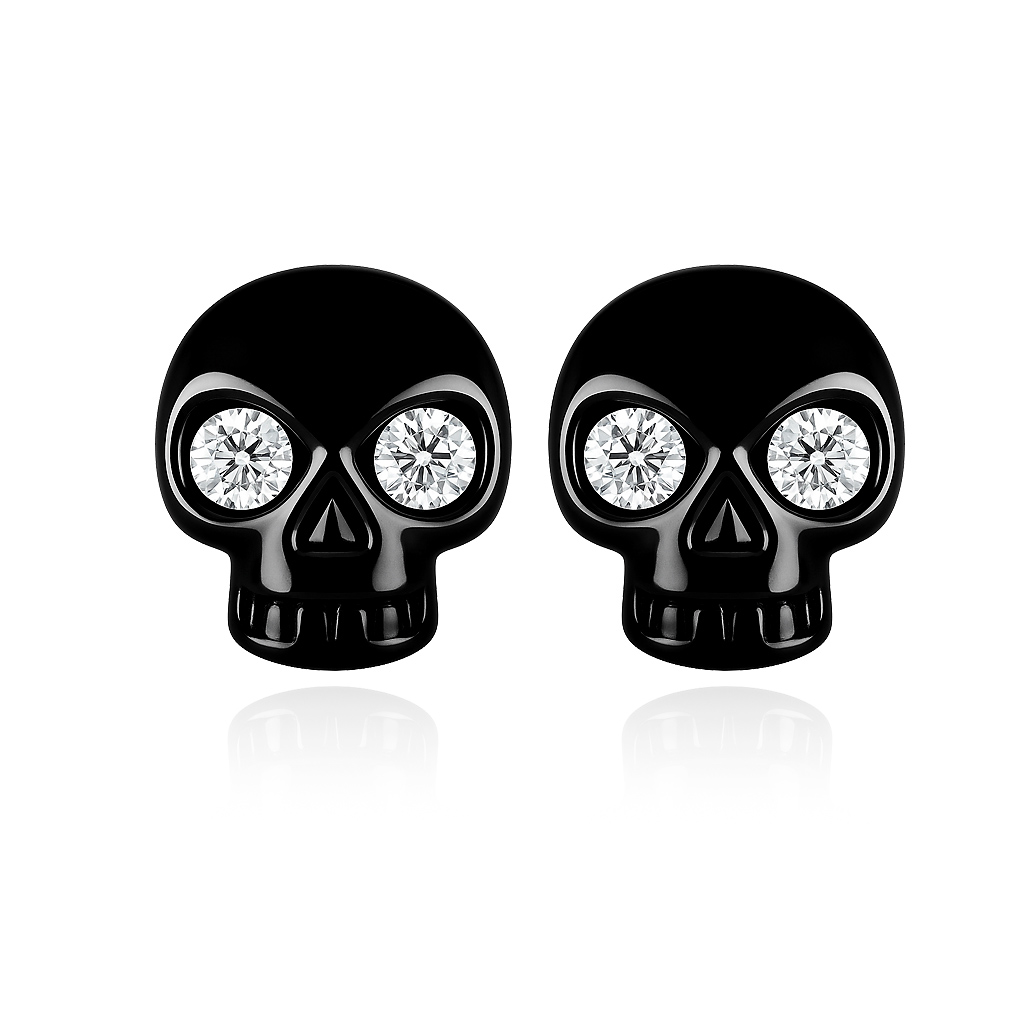 Exclusive | kolczyki czaszki z czarnymi lub białymi diamentami