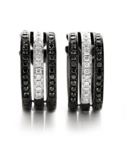Alternatywny widok Exclusive | przepiękne kolczyki koła z białego i czarnego złota 750 z diamentami