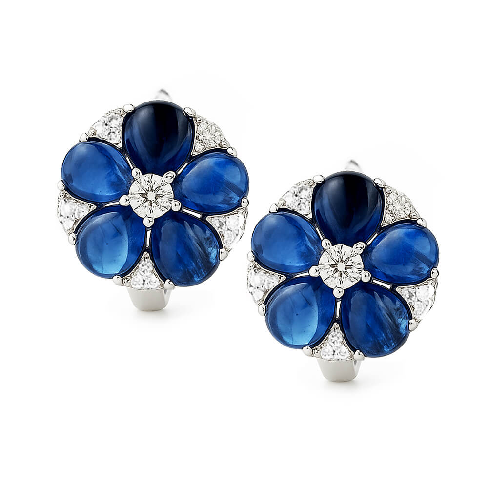 Exclusive | Kolczyki z białego złota 750 z kyanitami i diamentami