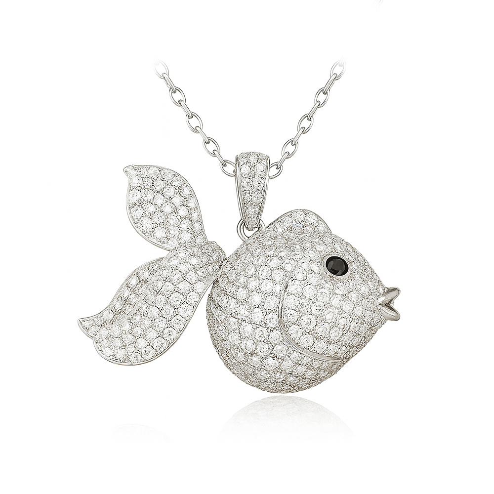 Exclusive | złota rybka z brylantami w 18-karatowym białym złocie