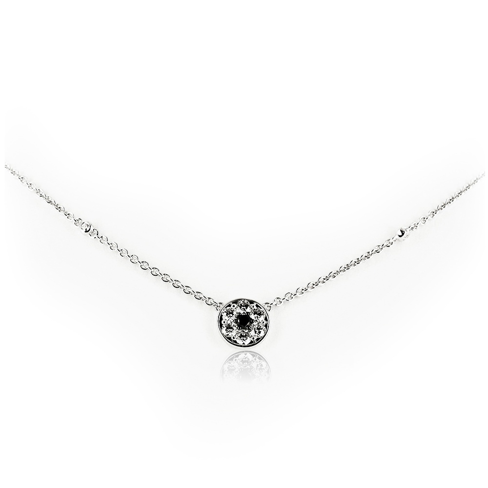 Exclusive | piękny minimalistyczny naszyjnik z białymi i czarnymi diamentami
