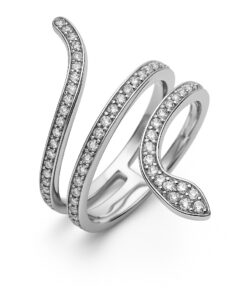 Exclusive | pierścionek w kształcie węża z diamentami w białym złocie 750