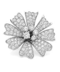 Exclusive | pierścionek z białego złota 750 z brylantami w kształcie kwiatu