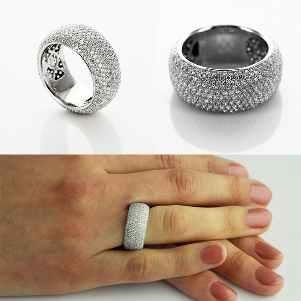 Exclusive | szeroki dostojny pierścionek z białego złota 750 z brylantami - Image 3